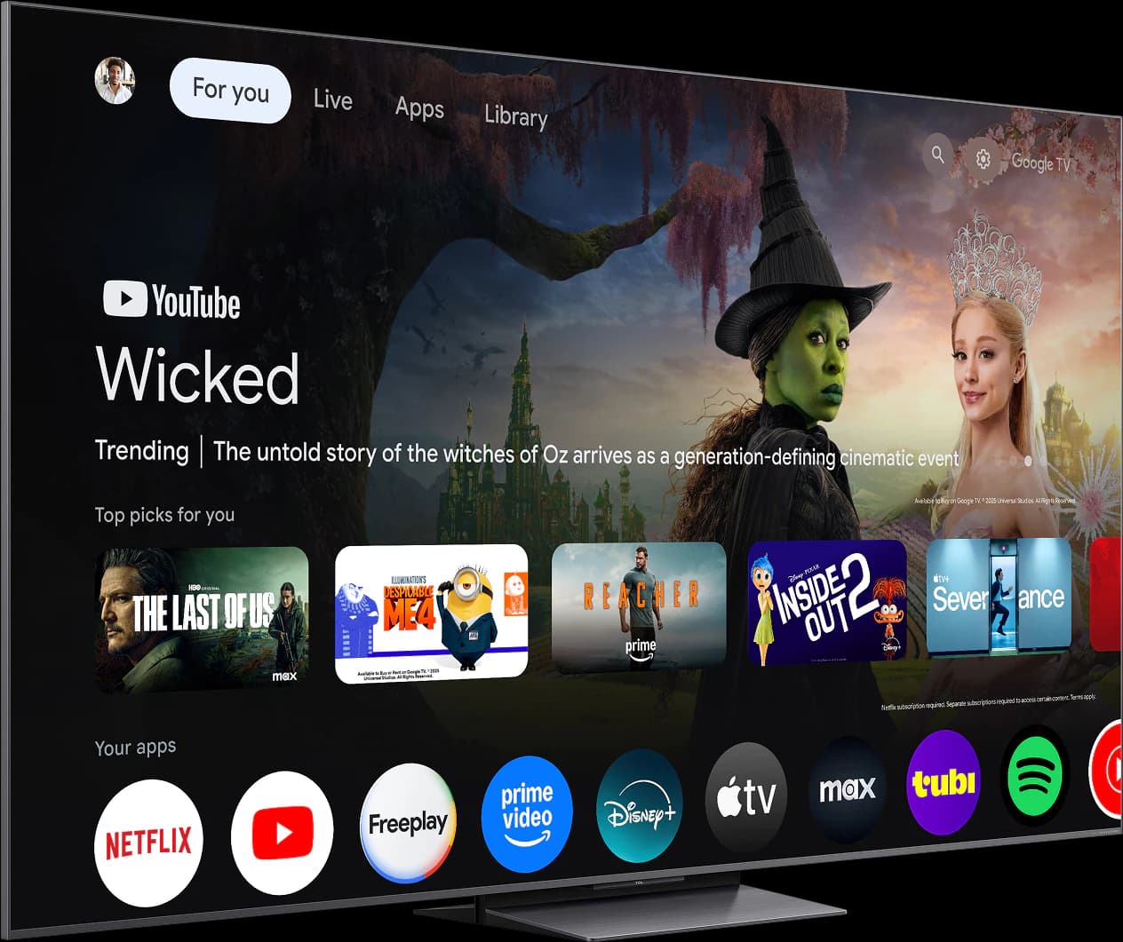 TCL QM8L Mini-LED TV, angled view